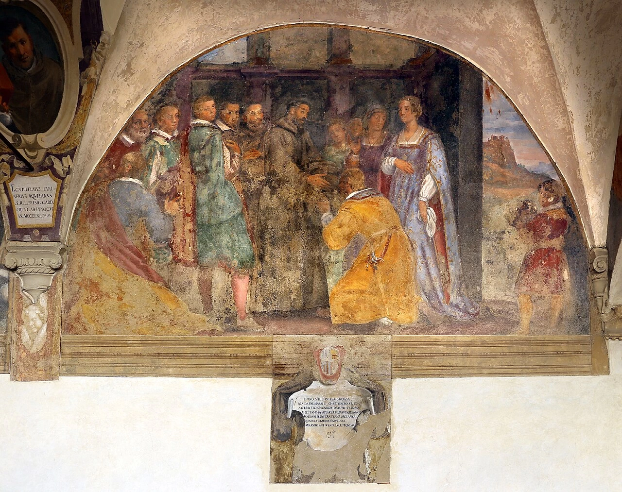 Chiostro - Storie di San Francesco, Ognissanti (Firenze), san Francesco dona il saio delle stimmate al conte Barbolani di Montauto, lunetta 28